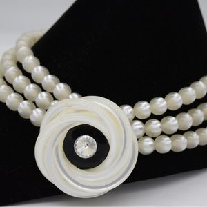 Vintage 60s Faux-Pearl & Rhinestone Necklace